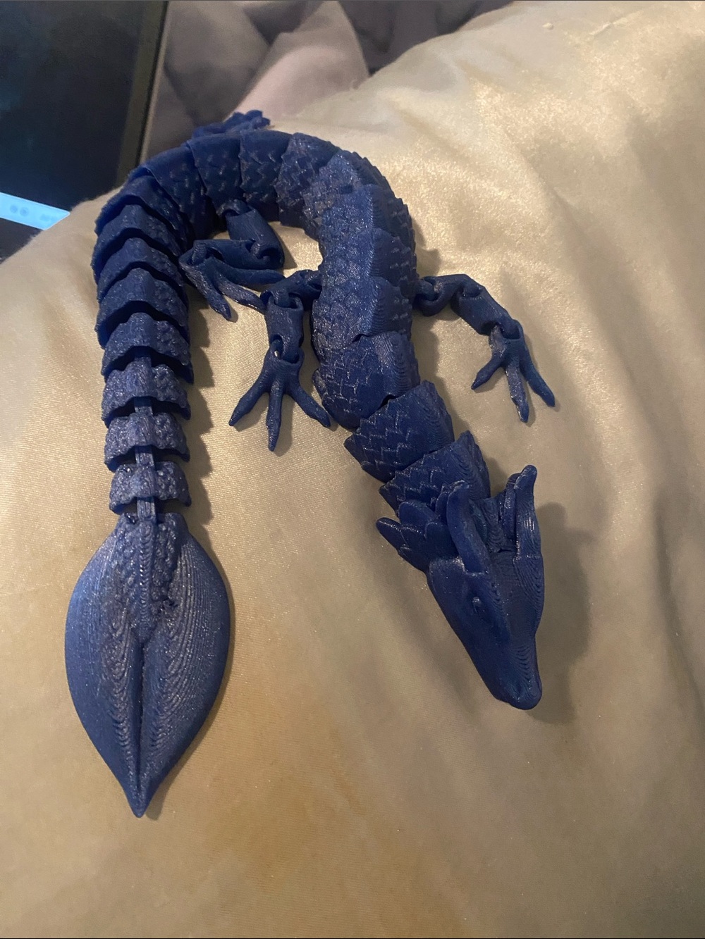 Articulated 3-d printed Dragon Figurine - Deep Blue